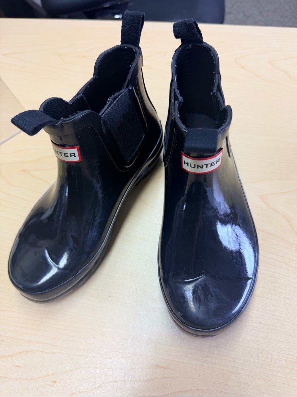 Hunter Kids Black Gloss Chelsea Rain Booties